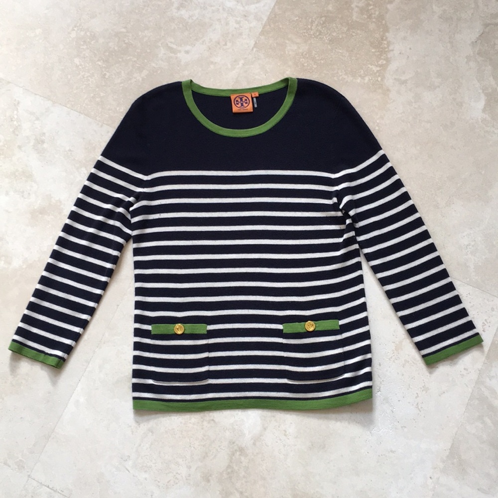 Tory Burch striped cashmere and silk top - Picture 1 of 3